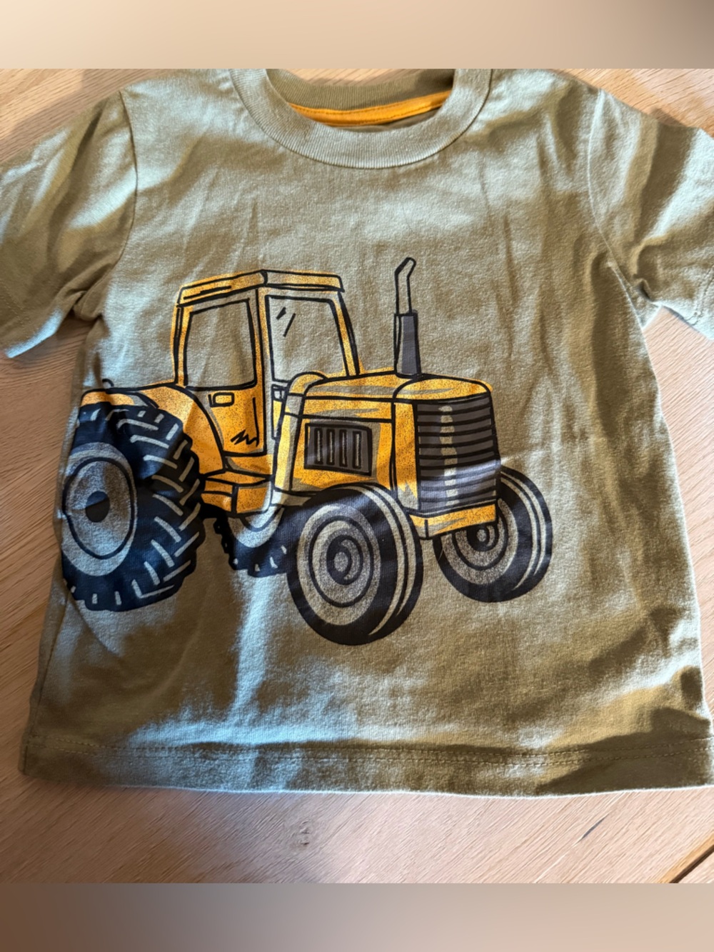 Roots & Threads 12M Baby T Shirt in Olive with Mustard Trim